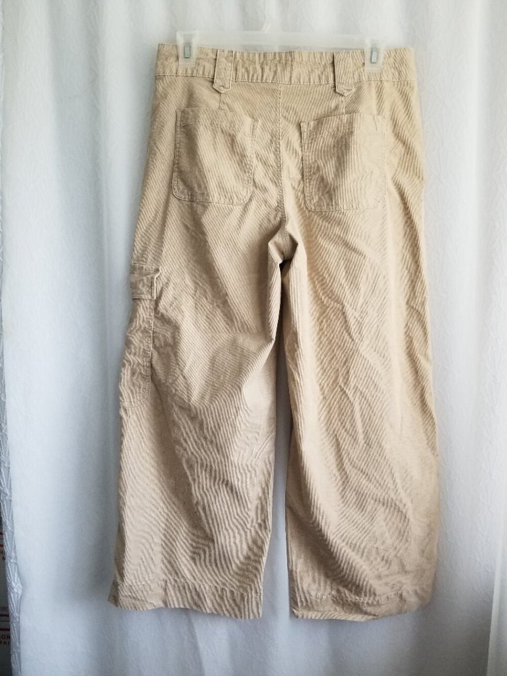 Corduroy Wide-Leg High Rise Beige Cargo Pants 14 - Picture 2 of 3